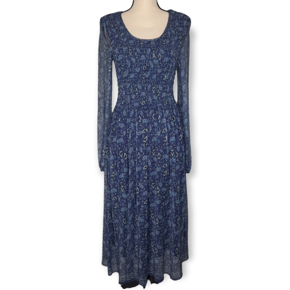 Max Studio Blue Patterned Midi Dress